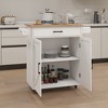 Kitchen Trolley Carts On Wheels Rolling Kitchen Island Cart With Rubberwood Countertop,abstract,white,37.99in,3.17ft - 4 of 4