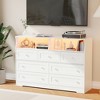 7 Drawer Dresser for Bedroom with LED Lights, Wooden Chest of Drawers with 2 Open Compartments and Charging Station for Closet, Entryway - 3 of 4
