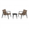 SKRAN Set of 3 Outdoor Table and Chair Set , 2 PE Rattan Chairs Black Steel & Tempered Glass Side Table Outdoor Chat Set for Patio, Balcony, Garden - 2 of 4