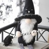 Whisen Fabric Sitting Gnome, Broomstick & Long Legs, Halloween Decoration - Black & White - 3 of 4