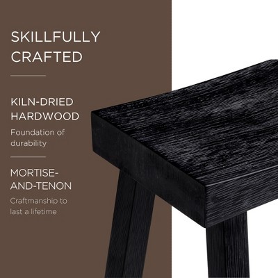 Vincent 26" Antiqued Black Wooden Saddle Bar Stool