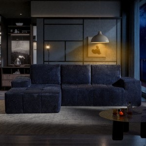 XIZZI Modular Left/Right Chaise Sectional Sofa, Quick-Ship Synthetic Leather or 4 Shimmer Fabric | Zero Assembly | High Density Foam & Pocket Springs - 1 of 4