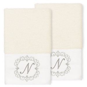 Linum Home Textiles 100% Turkish Cotton MONICA 2PC Embellished Hand Towel Set - 1 of 1