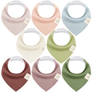 8pk Organic Quin Bandana Bibs, Baby Bibs for Drooling and Teething, Cotton Drool Bibs for Baby Girl, Baby Boy - 1 of 4