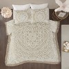 Gulches Tufted Cotton Chenille Medallion Fringe Coverlet Mini Set Taupe Full/Queen - 3 of 4