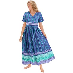 Only Necessities Plus Size Long Crinkle Cotton Lounger - 1 of 4