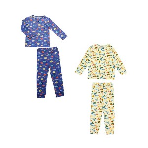 Ola! Otter 2 Pack Full Sleeve Nightsuit - Fuzzy Fishes & Camping - Blue & Off-white- 3-4 Years - 1 of 4