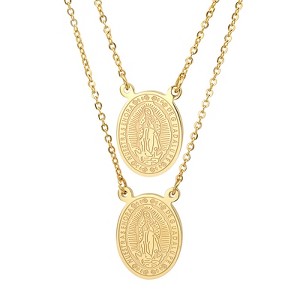 Steeltime Ladies stainless steel religious/our lady of guadalupe scapular necklace. Color Options: Silver, Gold - 1 of 4