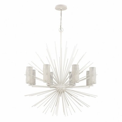 Coastal Elegance White Coral Sputnik 8-Light Chandelier with Scavo Glass