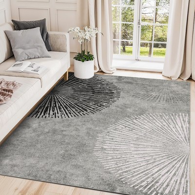 Modern Abstract Area Rug, Washable Low Pile Rug Non Slip Non Shedding Rug, Soft Floor Carpet Foldable Thin Rug for Bedroom Living Room