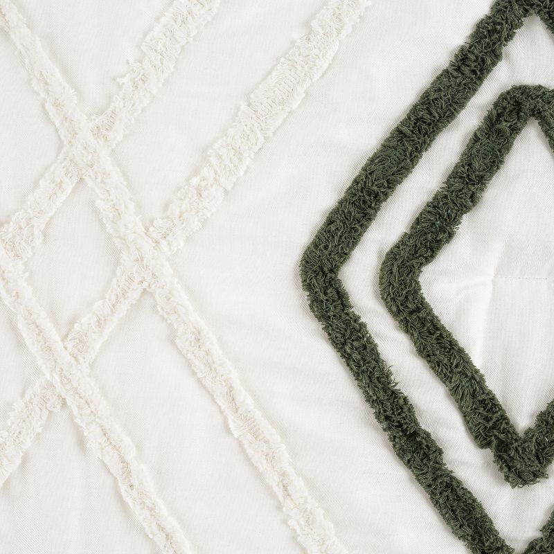 Sweet Jojo Designs Gender Neutral Unisex Baby Crib Bedding Set - Diamond Tuft Hunter Green Ivory Off White 4pc, 5 of 8