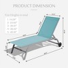 DOMETOUR Chaise Lounge Outdoor Set of 2, Adjustable Lounge Chairs with Wheels for Patio, Beach, Poolside, Lake Blue - 2 of 4