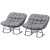 Outsunny Outdoor Rocking Chair Set of 2, Oversized Rocking Papasan Chairs with Cushions, Gray - 4 of 4