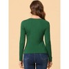 Allegra K Women's Solid Color Ruched Front Scoop Neck Long Sleeve Basic Tops - 4 of 4