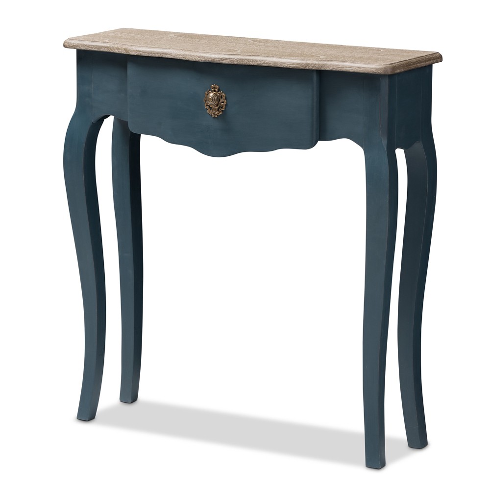 Photos - Coffee Table Mazarine Classic and Provincial Spruce Finished Console Table Blue - Baxto