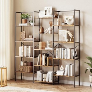 GAOMON 5-Tier Bookshelf,Bookcase W/14 Display Shelves, Rustic Industrial Bookshelf with Frame - 1 of 4
