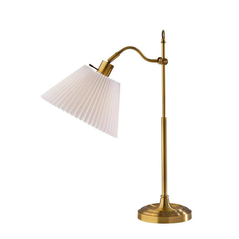 Photos - Floodlight / Street Light Adesso Derby Table Lamp Antique Brass: ETL Listed, Metal Body, Cotton Drum 