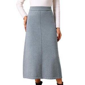 INSPIRE CHIC Women's A-Line Elastic High Waist Stretchy Ribbed Knit Midi Skirt - 1 of 4
