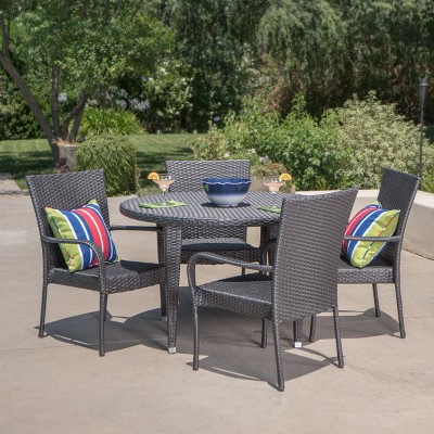 Seal 5pc Wicker Dining Set - Gray - Christopher Knight Home