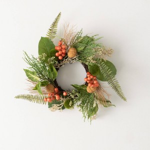 Sullivans Artificial Foraged Berry Pod Mini Wreath 14.5"H; Green - 1 of 3