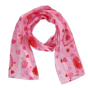CTM Women's Valentine's Day Heart Print Holiday Lightweight Scarf - 1 of 4