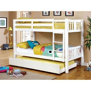Twin Over Twin Wooden Bunk Bed with Ladder Rails - 1 of 4