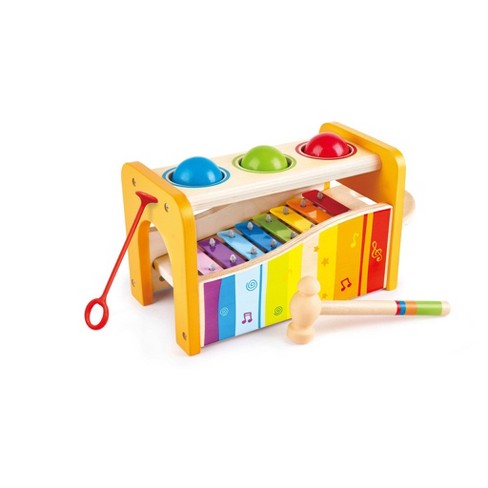 Hape pound & tap bench with slide out xylophone target on sale