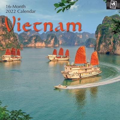 The Gifted Stationery 2021 - 2022 Monthly Travel Wall Calendar, 16 Month, Vietnam Scenic Theme with Reminder Stickers, 12 x 12 in