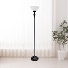 1-Light Torchiere Floor Lamp with Marbleized Glass Shade - Elegant Designs - 3 of 4