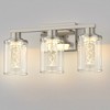 DORESshop 17 in. 3-Light Brushed Nickel LED Bathroom Vanity Light 5CCT Dimmable Fixture with Clear Glass Shades and Crystal Bulbs - 2 of 4