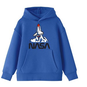 Youth Boys NASA Shuttle Launch Royal Blue Screen Print Hooded Sweatshirt - 1 of 2