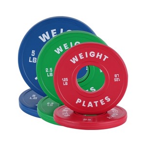 Weight Plate Set, 2 Inch Rubber Coated Grip Plate for Barbell, Cast Steel Bumper Weight Plate for Strength Training Weightlifting - 1 of 4