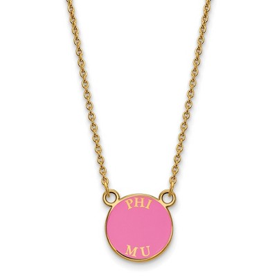 Black Bow Jewelry 14k Yellow Gold Plated Sterling Silver Phi Mu Greek Life Necklace 18 Inch