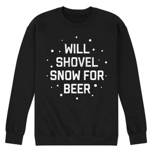Men's - Instant Message - Will Shovel Snow For Beer Christmas Graphic Fleece Sweatshirt - 1 of 4