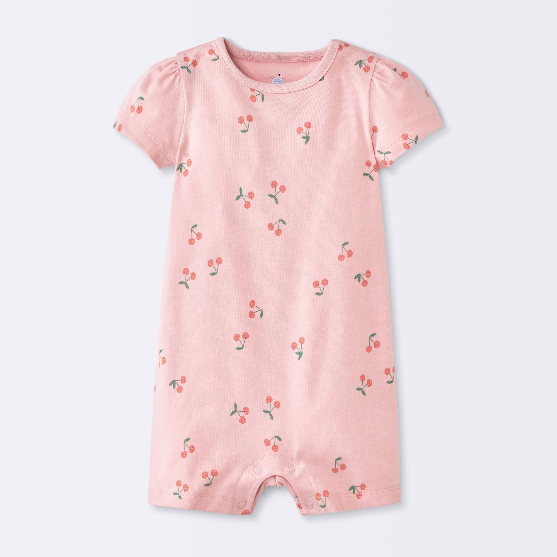 Baby Girls' Cherry Short Sleeve Romper - Cloud Island™ Rose Pink 6-9M