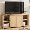 71" TV Stand, Boho TV Table with Rattan Doors, Television Media Console with Open Shelves, Mid-Century Entertainment Center, 15" D x 30" H - 4 of 4