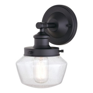 VAXCEL Collins 1 Light Black Farmhouse Outdoor Wall Lantern Clear Schoolhouse Glass - 1 of 4