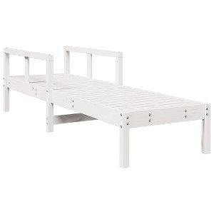 vidaXL Wooden Chaise Lounge Sun Lounger - White Outdoor Daybed Reclining Chair for Poolside Patio Garden - Pine Wood Adjustable Backrest - 1 of 4