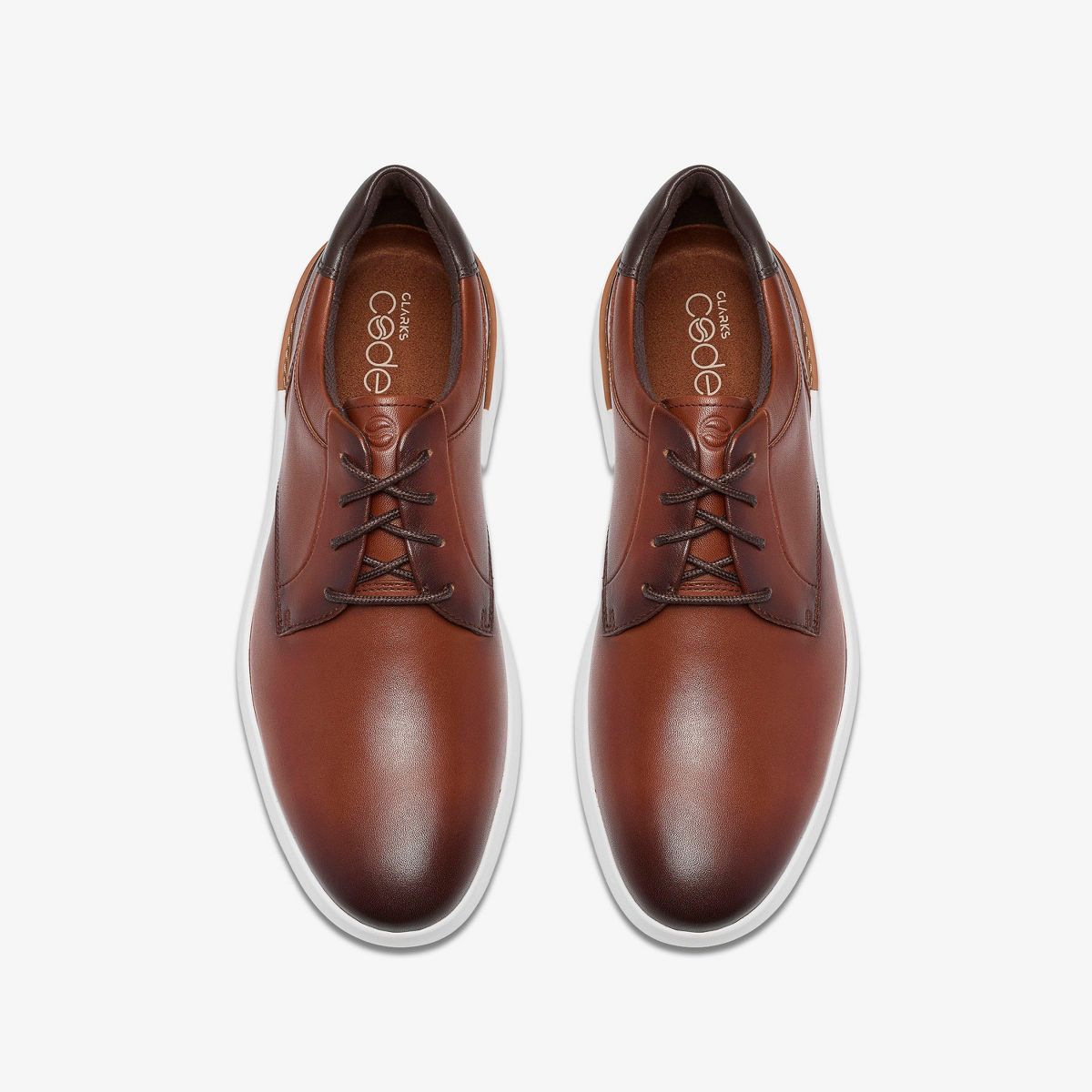 Clarks Mens Code Hybrid Plain Tan Leather Shoes - thumbnail 8