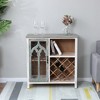 LuxenHome Distressed White and Gray Wood 1-Door Storage Wine Cabinet - 2 of 4