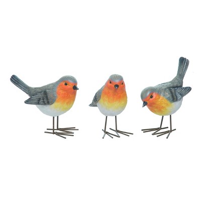 Transpac Large Resin Robin Bird Set of 3 Spring Home Decorations