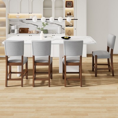 NicBex Mid-Century 40.4" Bar Stools Set of 4,Counter Stools with Backrest,Stool Chair with Solid Wood Legs,Linen Barstools for Kitchen Island