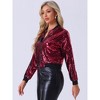 INSPIRE CHIC Women's Party Sequin Sparkle Long Sleeve Cropped Length Zipper Bomber Jacket - 2 of 4