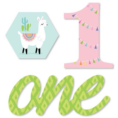 Big Dot of Happiness 1st Birthday Whole Llama Fun - DIY Shaped Llama Fiesta First Birthday Party Cut-Outs - 24 Count