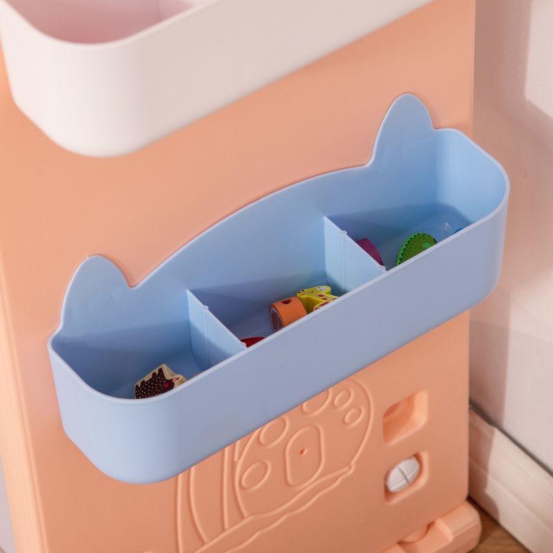 Qaba Kids Toy Storage Organizer with 4 Bins, Storage Cabinets, Bookshelf and 4-Layers Toy Collection Shelves, 5 of 10
