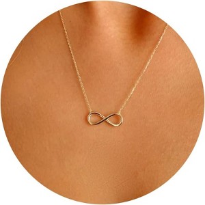 Gold Symbol Necklace for Women, 14K Gold Plated Infinity Star Evil Eye & Cross - 1 of 4