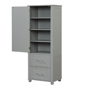 NicBex 61.4 Inch Tall Bathroom Storage Cabinet with 2 Drawers and Adjustable Shelf for Living Room,Home Office - 1 of 4