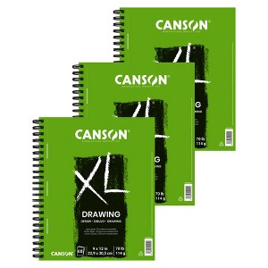 Canson XL Series Drawing Pad, Side Wire Binding, 60 Sheet, 9x12 inch, Pack of 3 - 1 of 2