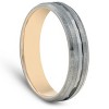 Pompeii3 10k Yellow & Black Gold Mens Satin Diamond Cut Finish Mens Wedding Band - 2 of 4