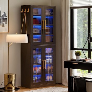 Hommoo 8-Tier Tall Shoe Storage Cabinet with Acrylic Doors and LED Lights - 1 of 4